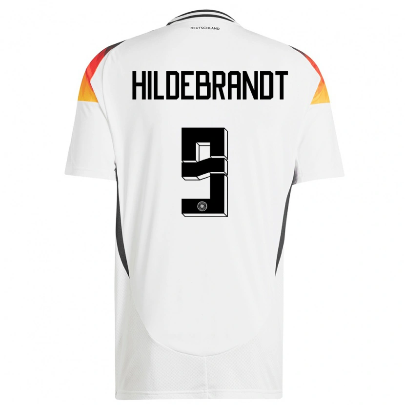 Danxen Criança Camisola Alemanha Niklas Hildebrandt #9 Branco Principal 24-26 Camisa