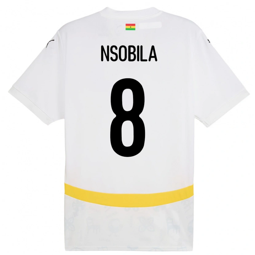 Danxen Criança Camisola Gana Dominic Nsobila #8 Branco Principal 24-26 Camisa