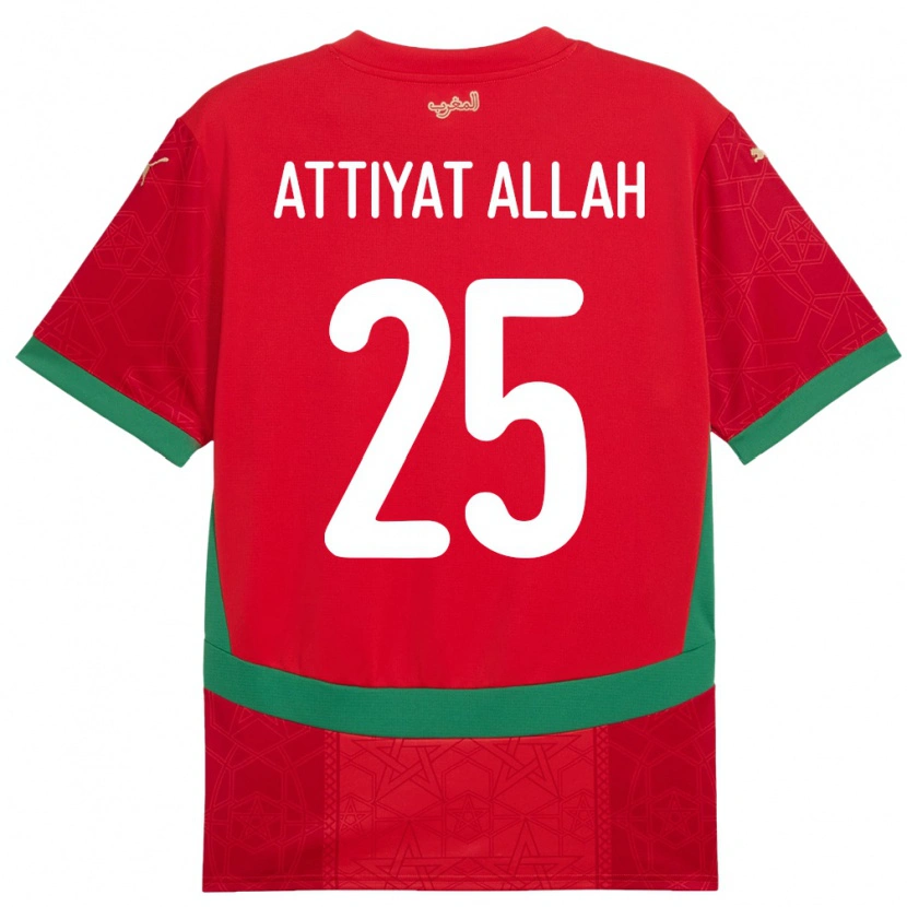 Danxen Criança Camisola Marrocos Yahia Attiyat Allah #25 Vermelho Principal 24-26 Camisa