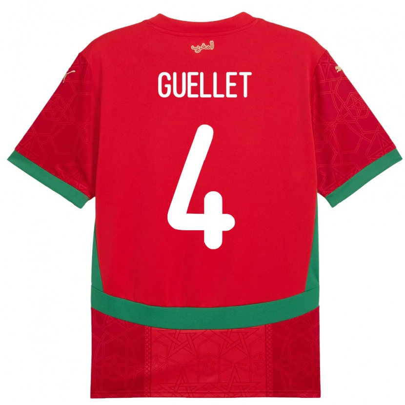 Danxen Criança Camisola Marrocos Shadi Guellet #4 Vermelho Principal 24-26 Camisa