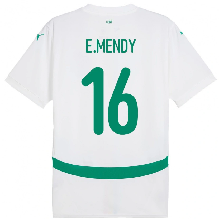 Danxen Criança Camisola Senegal Edouard Mendy #16 Branco Principal 24-26 Camisa