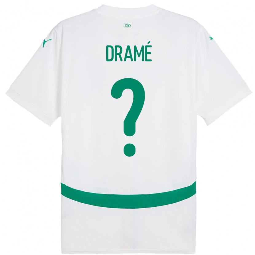 Danxen Criança Camisola Senegal Ibrahima Dramé #0 Branco Principal 24-26 Camisa