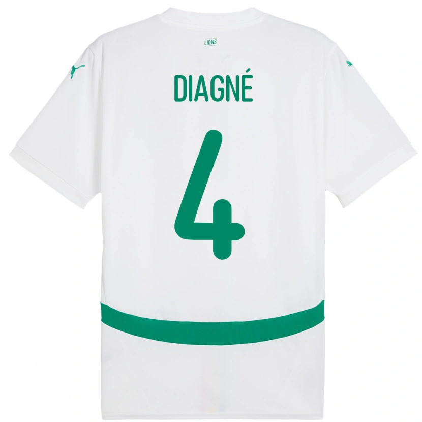 Danxen Criança Camisola Senegal Cavin Diagne #4 Branco Principal 24-26 Camisa