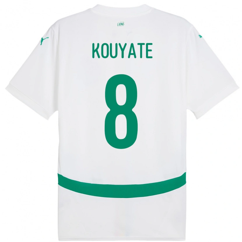 Danxen Criança Camisola Senegal Cheikhou Kouyate #8 Branco Principal 24-26 Camisa