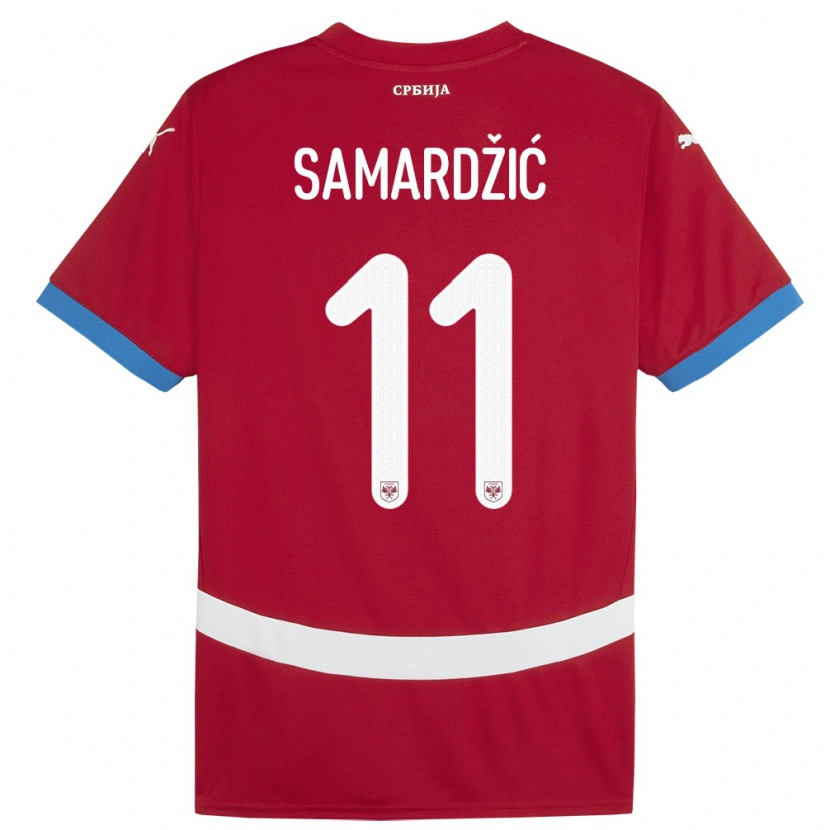 Danxen Criança Camisola Sérvia Lazar Samardžić #11 Vermelho Principal 24-26 Camisa