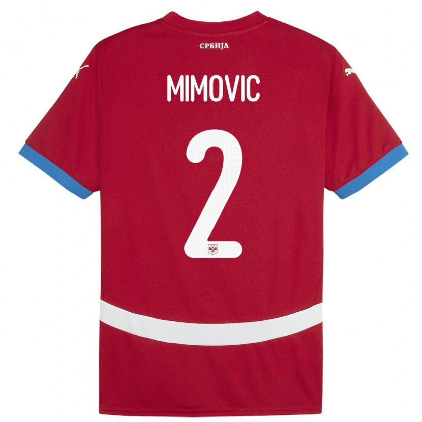 Danxen Criança Camisola Sérvia Ognjen Mimovic #2 Vermelho Principal 24-26 Camisa