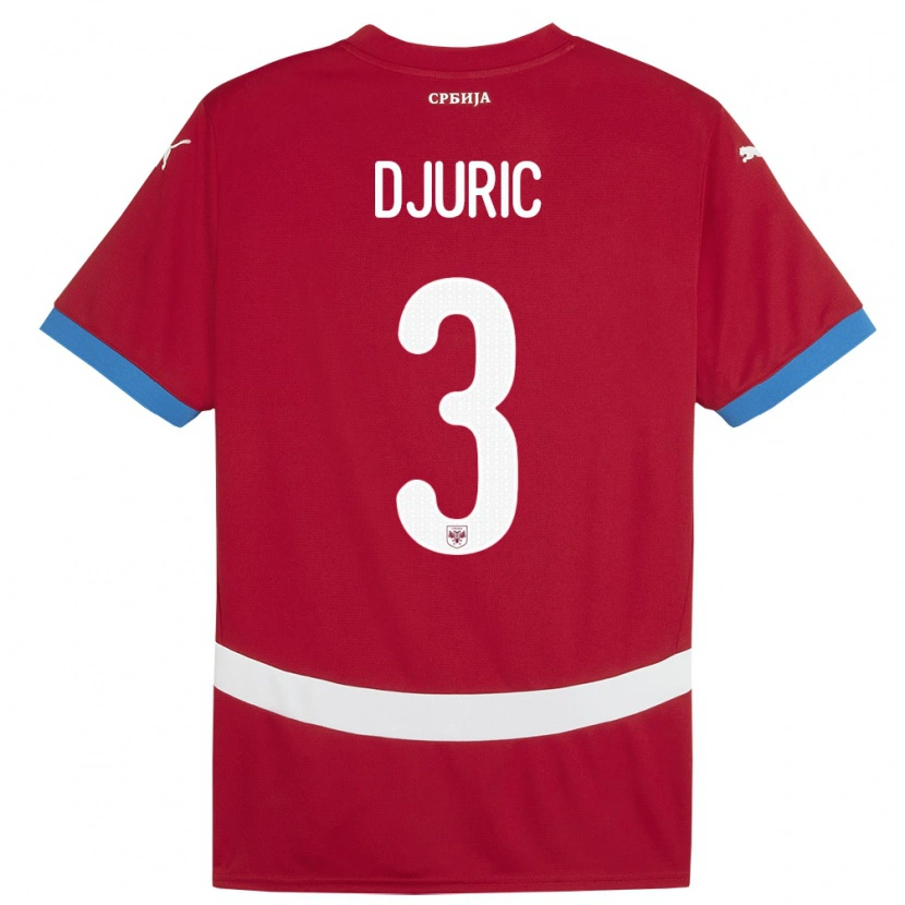 Danxen Criança Camisola Sérvia David Djuric #3 Vermelho Principal 24-26 Camisa