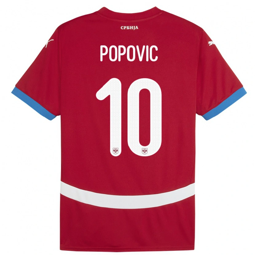 Danxen Criança Camisola Sérvia Matija Popovic #10 Vermelho Principal 24-26 Camisa