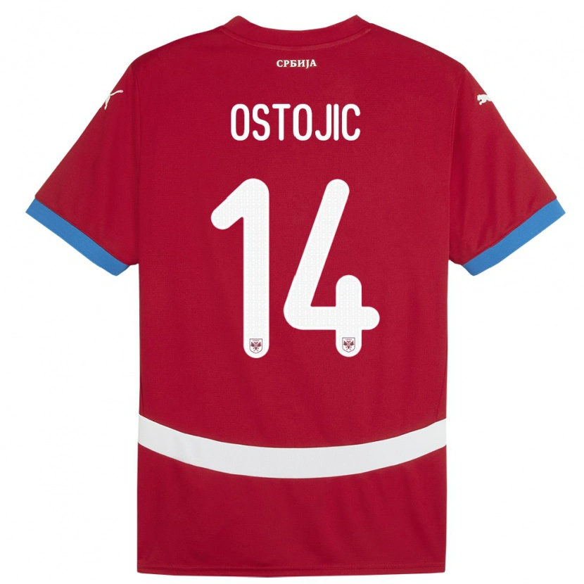 Danxen Criança Camisola Sérvia Jovan Ostojic #14 Vermelho Principal 24-26 Camisa