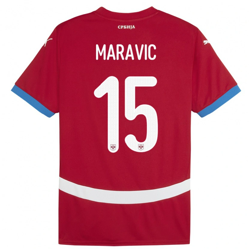 Danxen Criança Camisola Sérvia Mateo Maravic #15 Vermelho Principal 24-26 Camisa