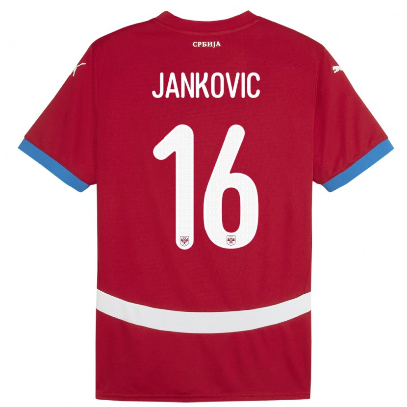 Danxen Criança Camisola Sérvia Dimitrije Jankovic #16 Vermelho Principal 24-26 Camisa