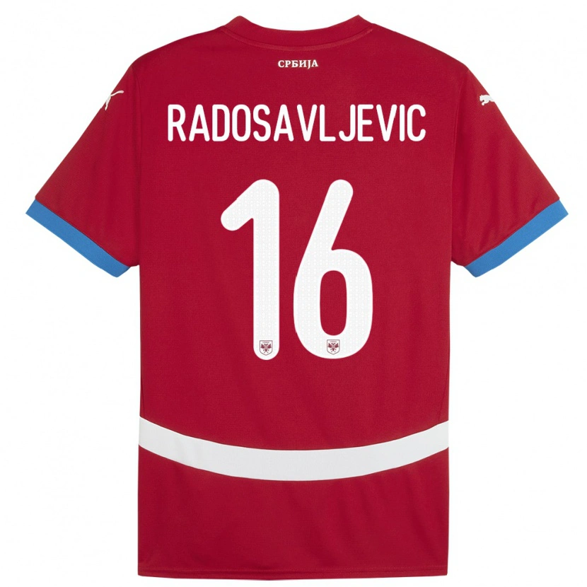 Danxen Criança Camisola Sérvia Lazar Radosavljevic #16 Vermelho Principal 24-26 Camisa
