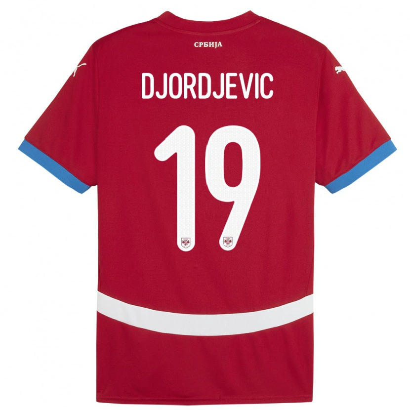 Danxen Criança Camisola Sérvia Luka Djordjevic #19 Vermelho Principal 24-26 Camisa