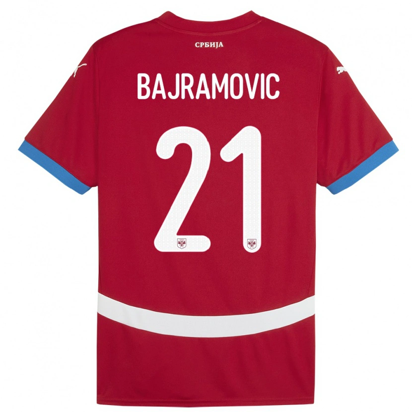 Danxen Criança Camisola Sérvia Eldin Bajramovic #21 Vermelho Principal 24-26 Camisa