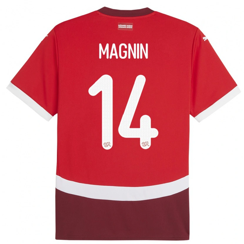 Danxen Criança Camisola Suiça Théo Magnin #14 Vermelho Principal 24-26 Camisa