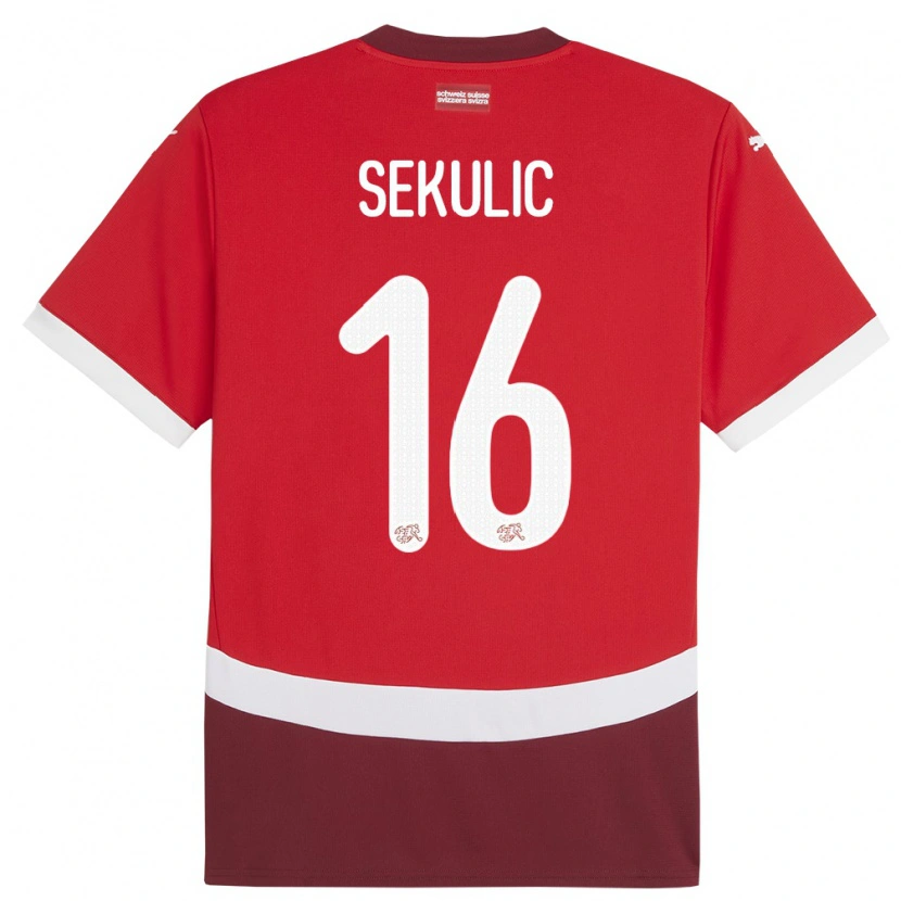 Danxen Criança Camisola Suiça Aleksandar Sekulic #16 Vermelho Principal 24-26 Camisa