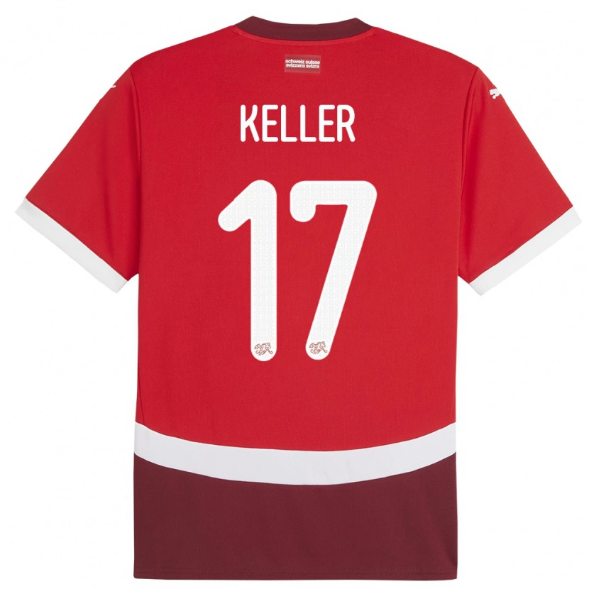 Danxen Criança Camisola Suiça Aaron Keller #17 Vermelho Principal 24-26 Camisa