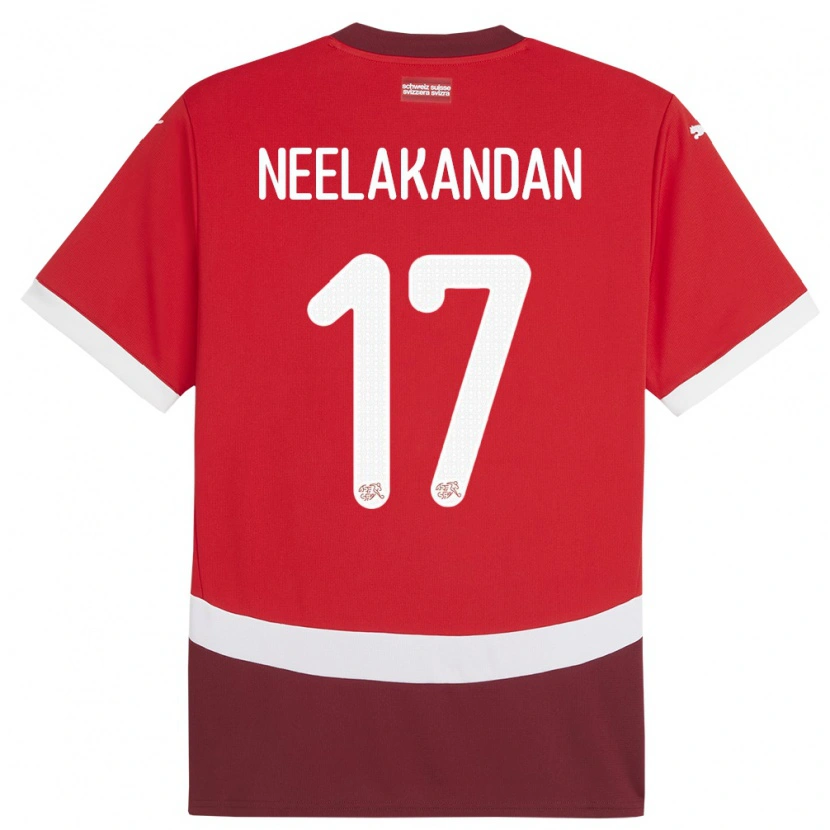 Danxen Criança Camisola Suiça Ranjan Neelakandan #17 Vermelho Principal 24-26 Camisa