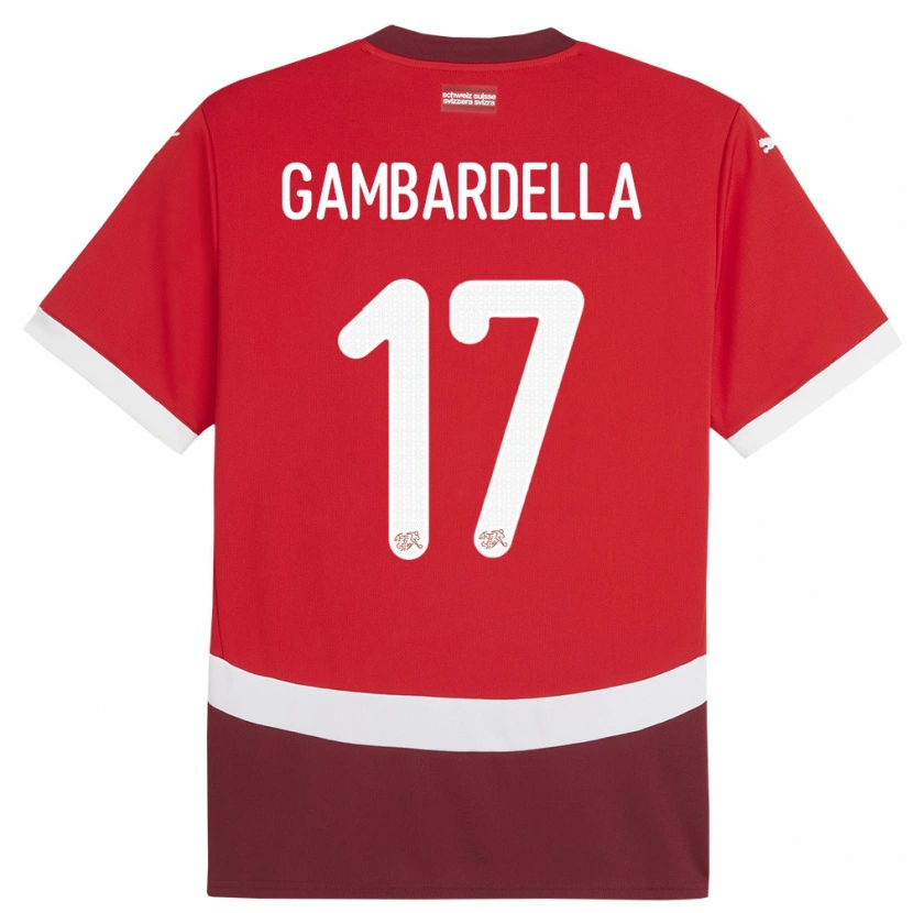 Danxen Criança Camisola Suiça Matteo Gambardella #17 Vermelho Principal 24-26 Camisa