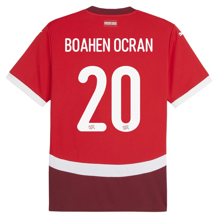 Danxen Criança Camisola Suiça Bright Boahen Ocran #20 Vermelho Principal 24-26 Camisa