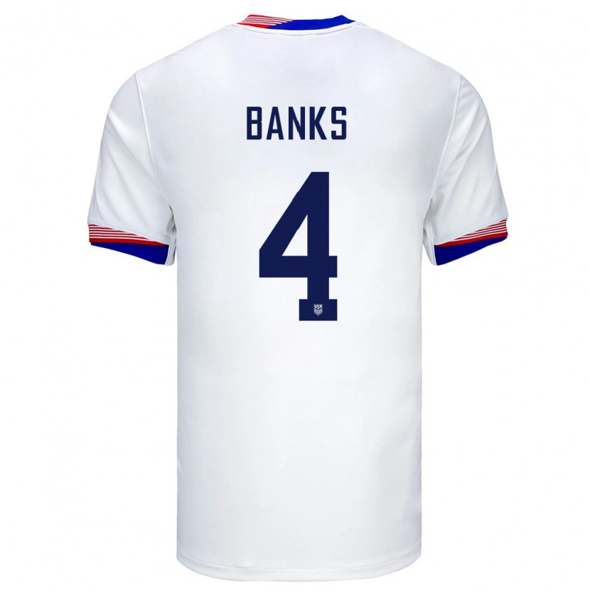 Danxen Criança Camisola Estados Unidos Noahkai Banks #4 Branco Principal 24-26 Camisa
