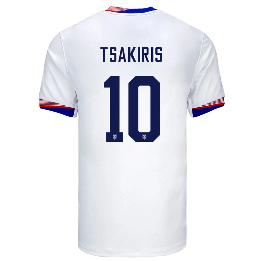 Danxen Criança Camisola Estados Unidos Niko Tsakiris #10 Branco Principal 24-26 Camisa