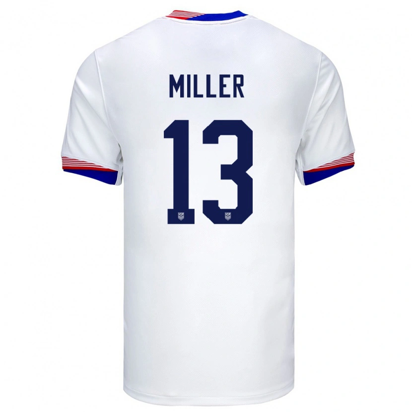 Danxen Criança Camisola Estados Unidos Peyton Miller #13 Branco Principal 24-26 Camisa