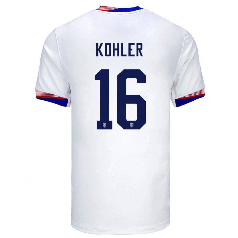 Danxen Criança Camisola Estados Unidos Ethan Kohler #16 Branco Principal 24-26 Camisa