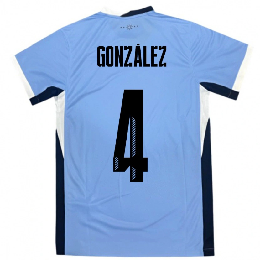 Danxen Criança Camisola Uruguai Facundo González #4 Branco Preto Principal 24-26 Camisa