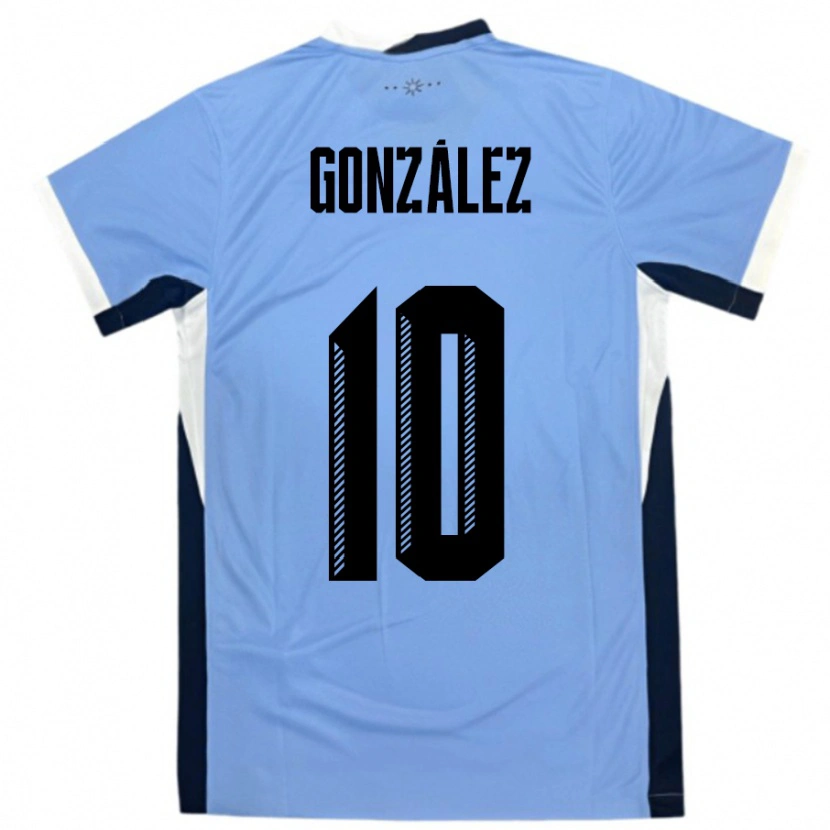 Danxen Criança Camisola Uruguai Franco Gonzalez #10 Branco Preto Principal 24-26 Camisa