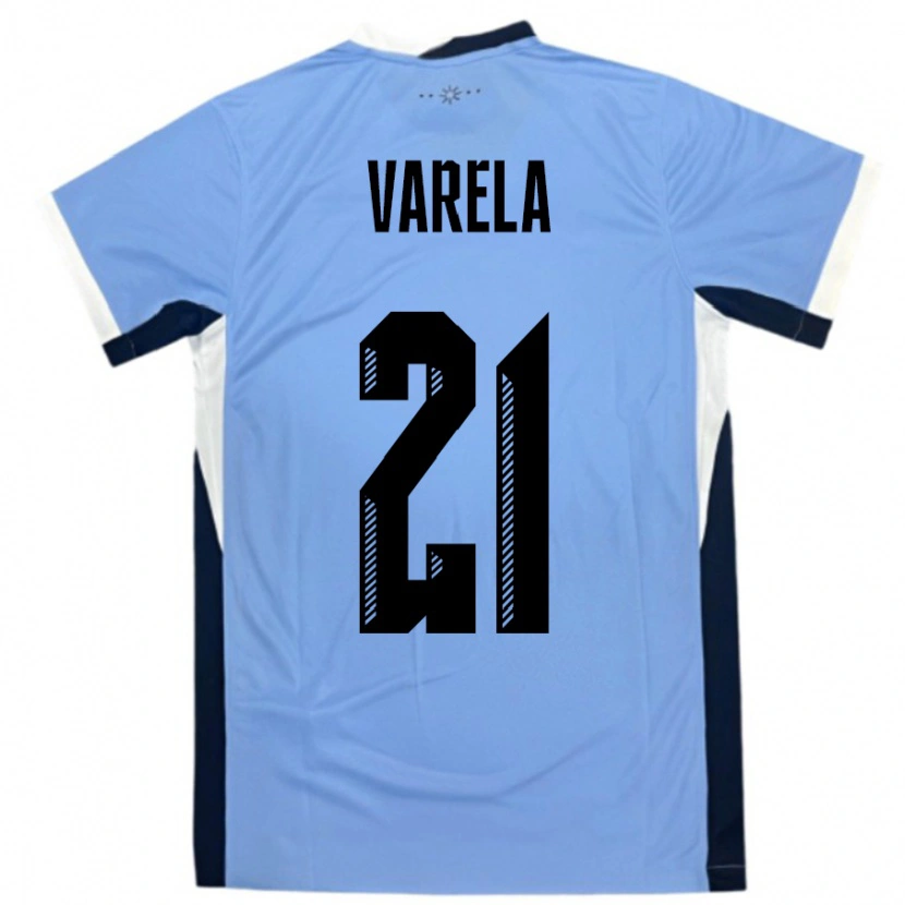Danxen Criança Camisola Uruguai Gullermo Varela #21 Branco Preto Principal 24-26 Camisa