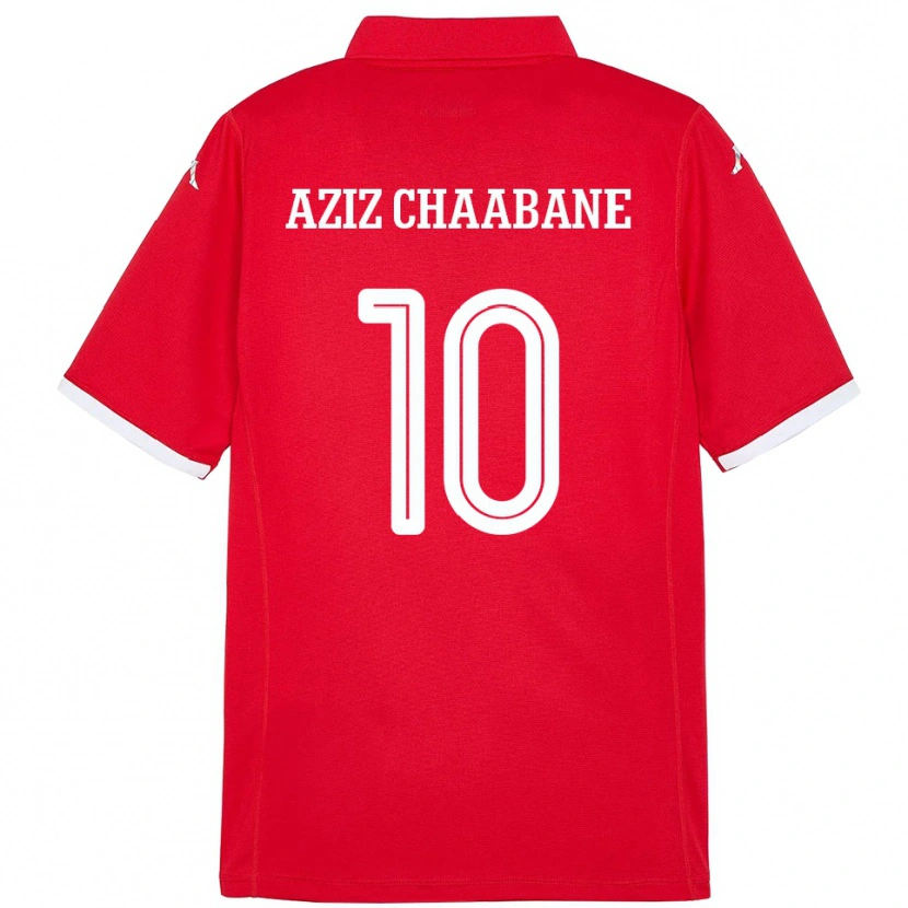 Danxen Criança Camisola Tunísia Mohamed Aziz Chaabane #10 Vermelho Principal 24-26 Camisa