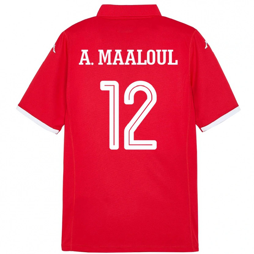 Danxen Criança Camisola Tunísia Ali Maaloul #12 Vermelho Principal 24-26 Camisa