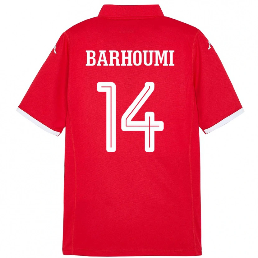 Danxen Criança Camisola Tunísia Salah Barhoumi #14 Vermelho Principal 24-26 Camisa