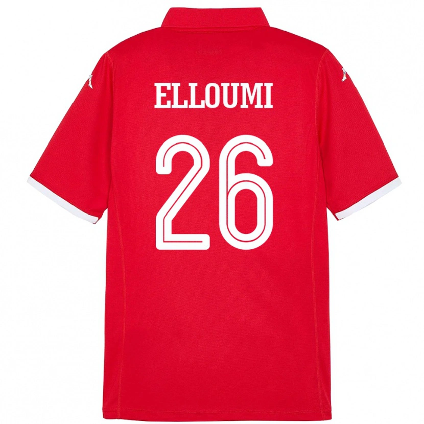 Danxen Criança Camisola Tunísia Khalil Elloumi #26 Vermelho Principal 24-26 Camisa