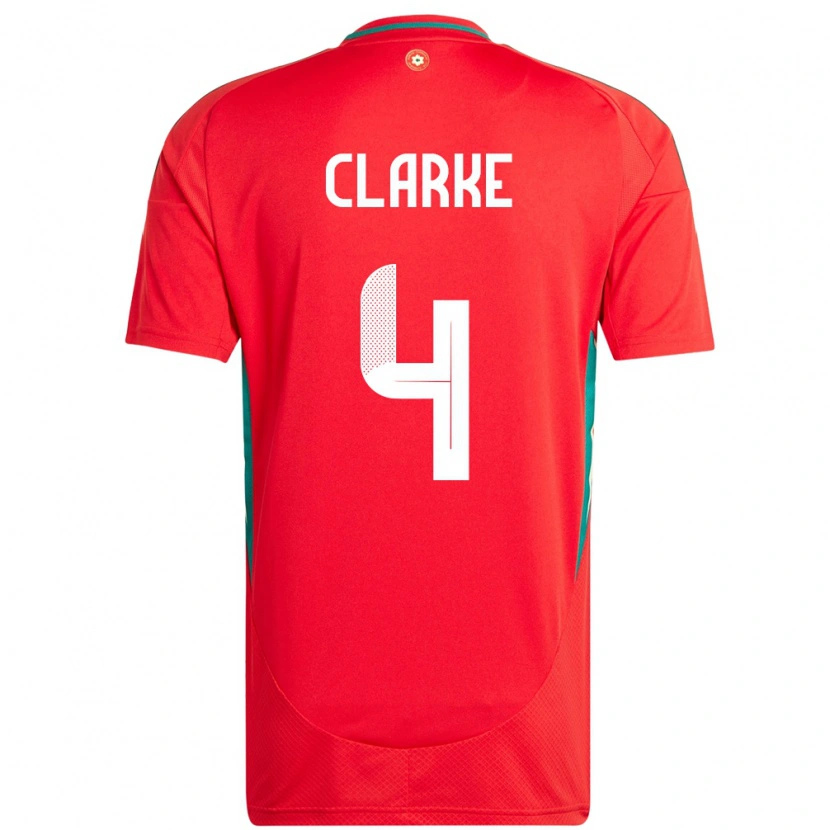 Danxen Criança Camisola País De Gales Brayden Clarke #4 Vermelho Principal 24-26 Camisa