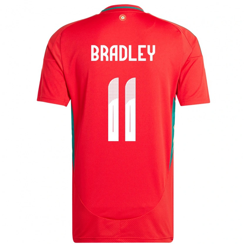Danxen Criança Camisola País De Gales Sion Bradley #11 Vermelho Principal 24-26 Camisa