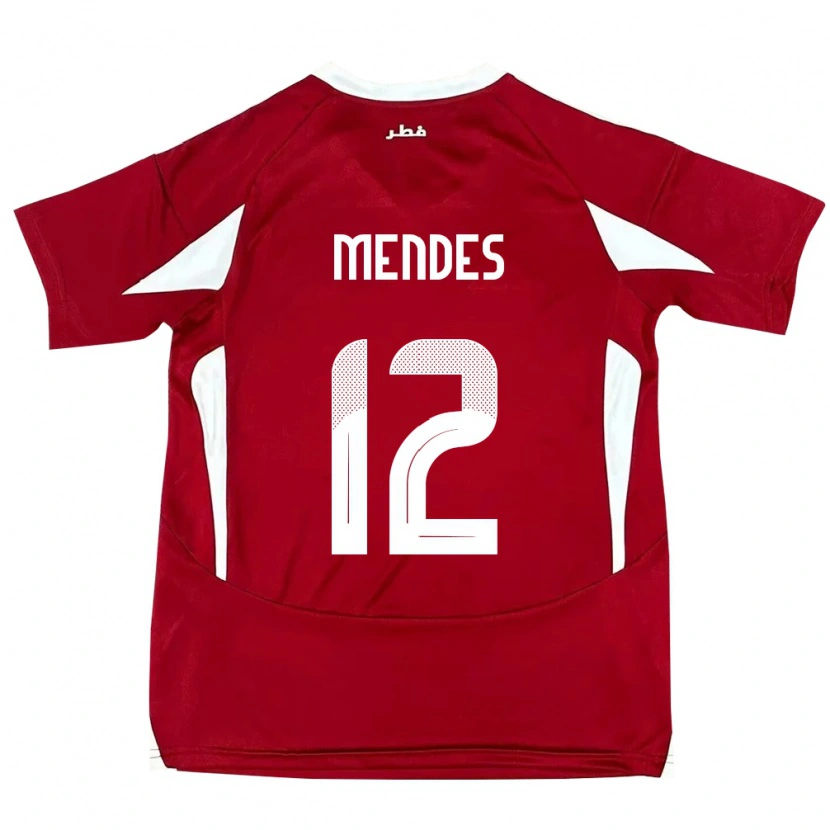 Danxen Criança Camisola Catar Lucas Mendes #12 Vermelho Principal 24-26 Camisa