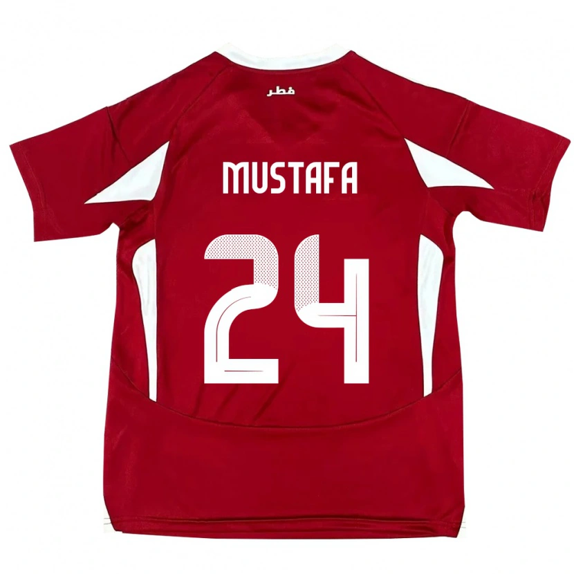 Danxen Criança Camisola Catar Mustafa Mashaal #24 Vermelho Principal 24-26 Camisa