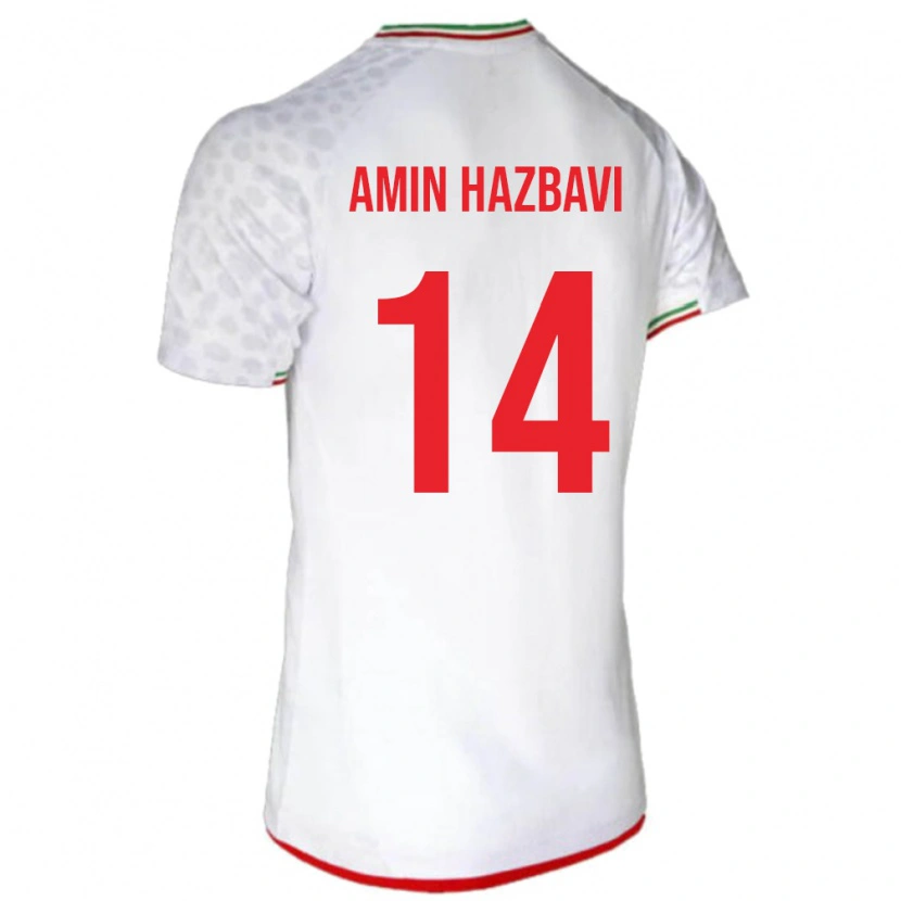 Danxen Criança Camisola Irã Mohammad Amin Hazbavi #14 Branco Principal 24-26 Camisa