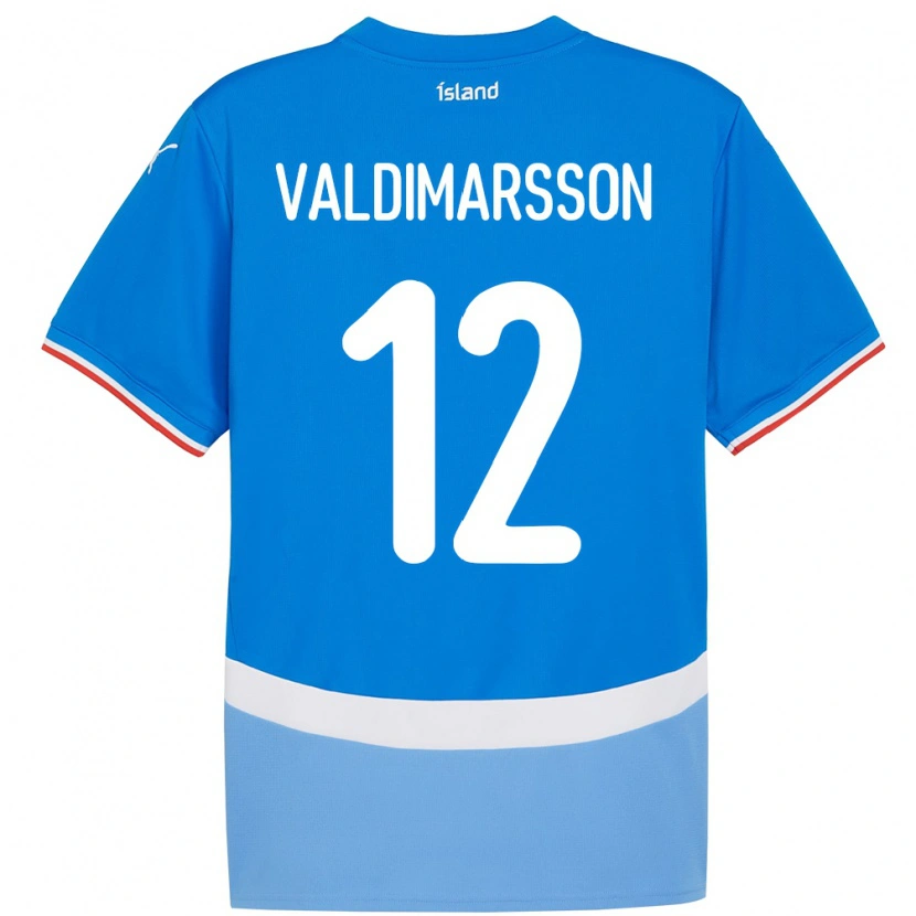 Danxen Criança Camisola Islândia Hákon Rafn Valdimarsson #12 Azul Principal 24-26 Camisa