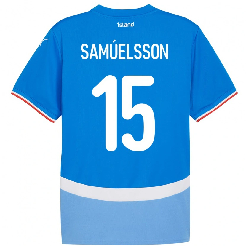 Danxen Criança Camisola Islândia Birkir Hrafn Samúelsson #15 Azul Principal 24-26 Camisa