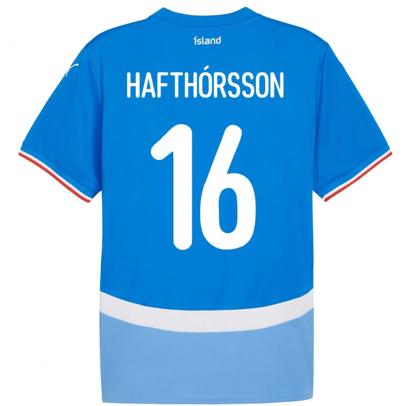 Danxen Criança Camisola Islândia Gestur Alexander Hafthórsson #16 Azul Principal 24-26 Camisa