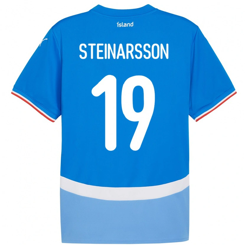 Danxen Criança Camisola Islândia Ásgeir Steinn Steinarsson #19 Azul Principal 24-26 Camisa