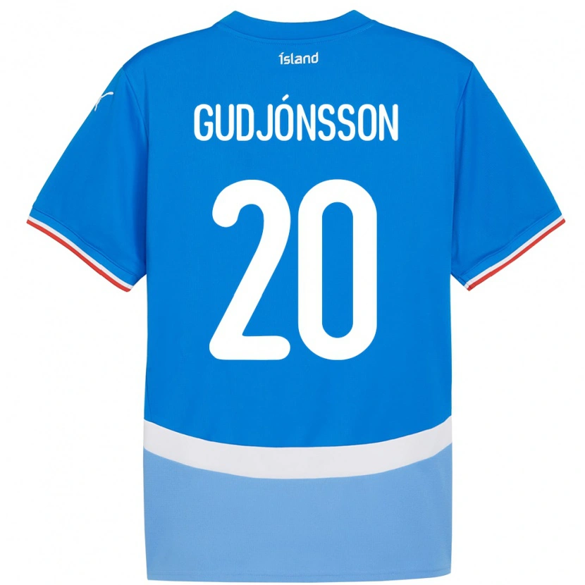 Danxen Criança Camisola Islândia Alexander Máni Gudjónsson #20 Azul Principal 24-26 Camisa