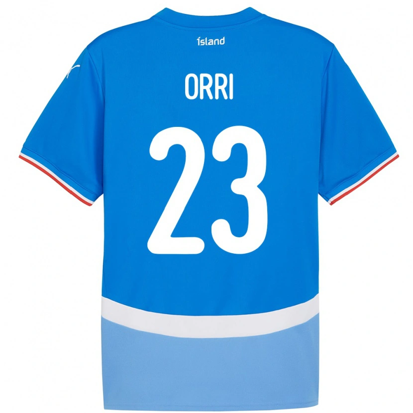 Danxen Criança Camisola Islândia Ágúst Orri Thorsteinsson #23 Azul Principal 24-26 Camisa