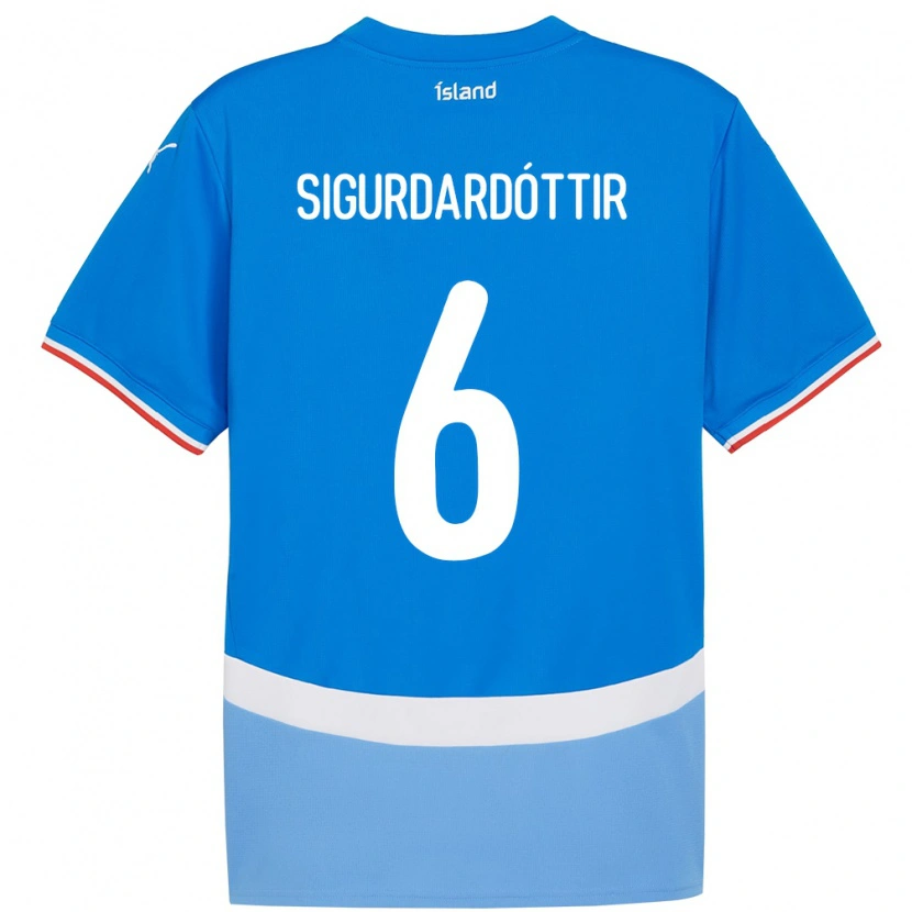 Danxen Criança Camisola Islândia Ingibjörg Sigurðardóttir #6 Azul Principal 24-26 Camisa