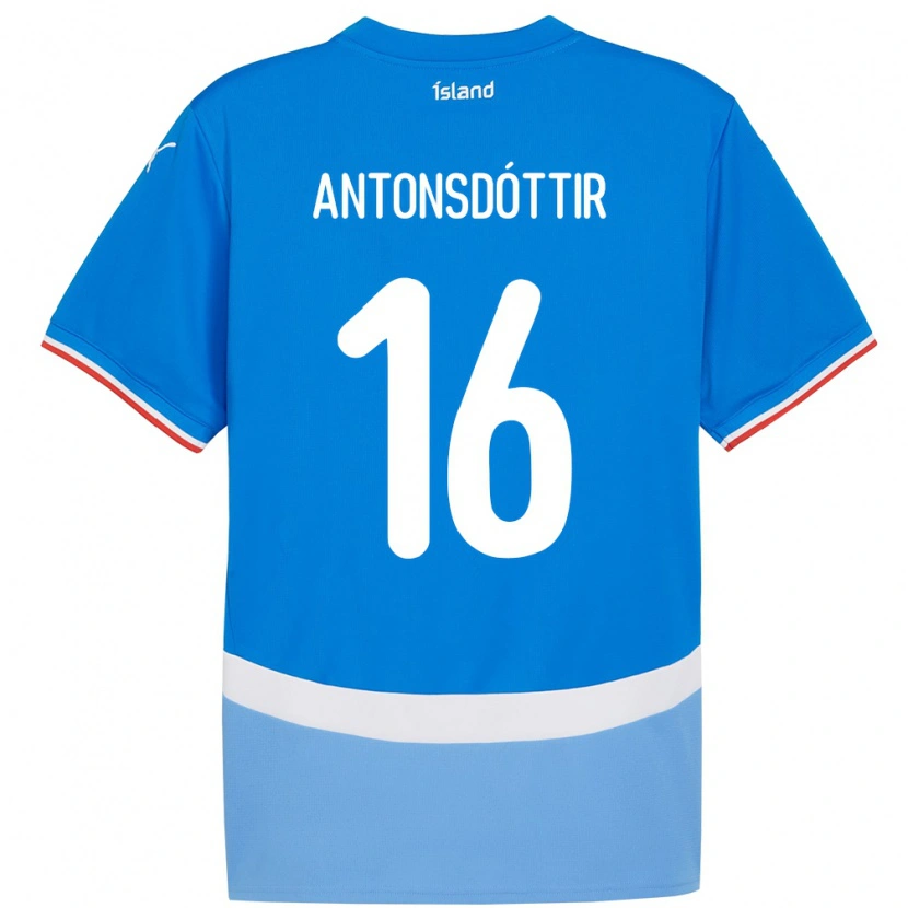 Danxen Criança Camisola Islândia Hildur Antonsdóttir #16 Azul Principal 24-26 Camisa