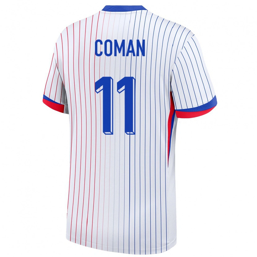 Danxen Criança Camisola França Kingsley Coman #11 Branco Alternativa 24-26 Camisa