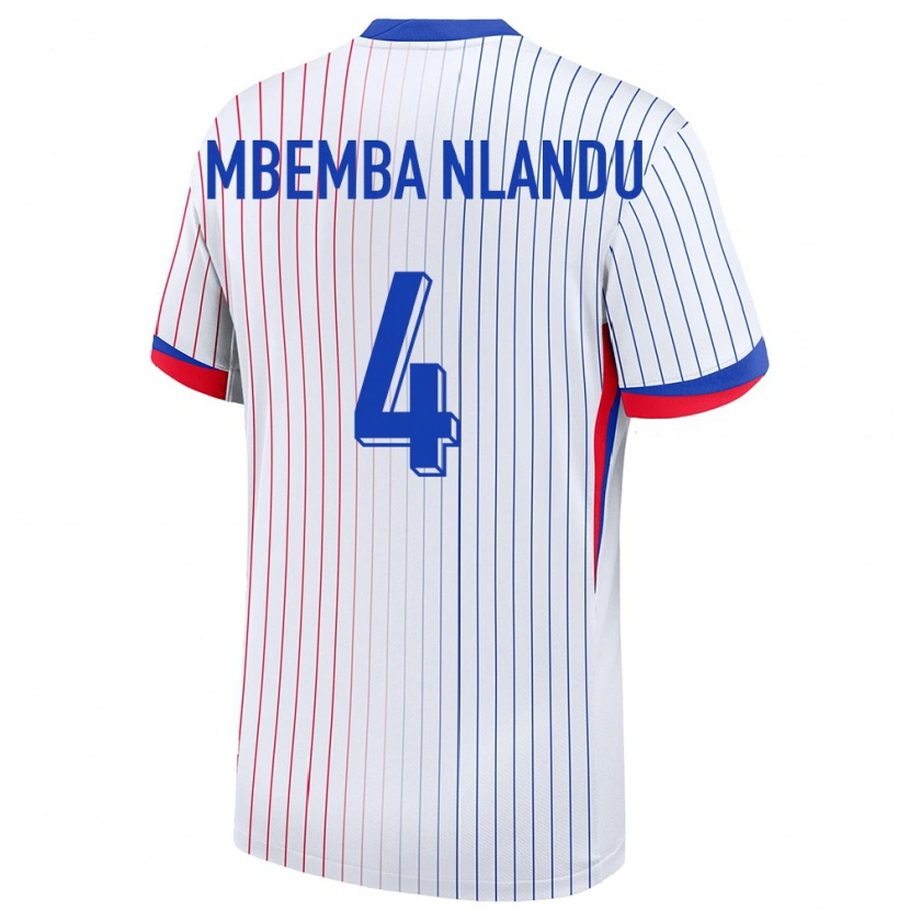 Danxen Criança Camisola França Emmanuel Mbemba Nlandu #4 Branco Alternativa 24-26 Camisa